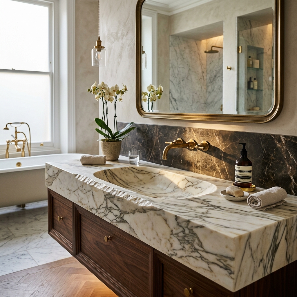 Tek Blok Traverten Lavabo
